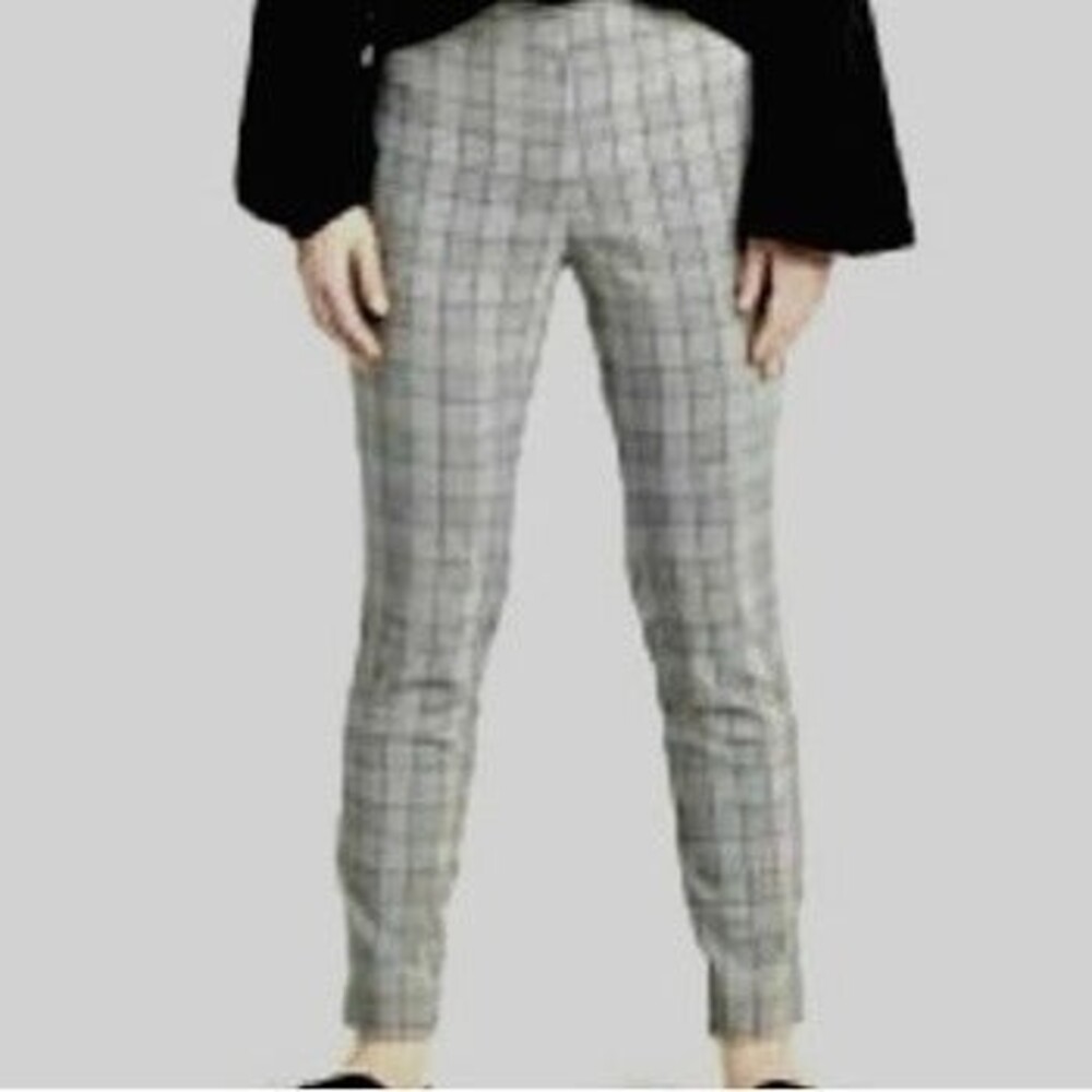 Philosophy Large Faux Leather Plaid Pull On Trousers-Tapered Leg-Tummy Control